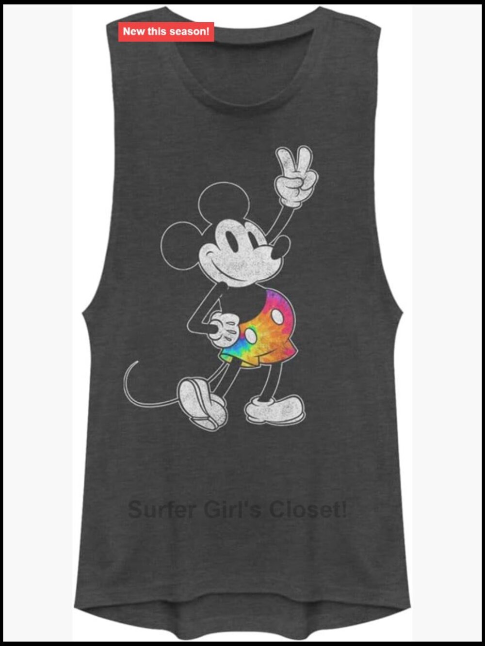 Women's Classic Mickey Tie Dye Muscle Tank Top Sleeveless Relaxed Fit